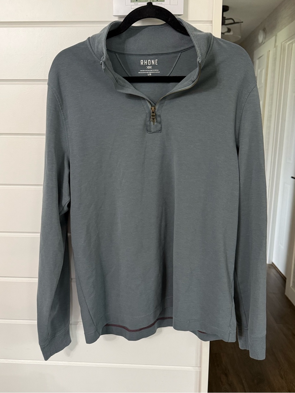 Rhone Sweater Mens Large Steal Blue Commuter 1/4 Zip Pullover